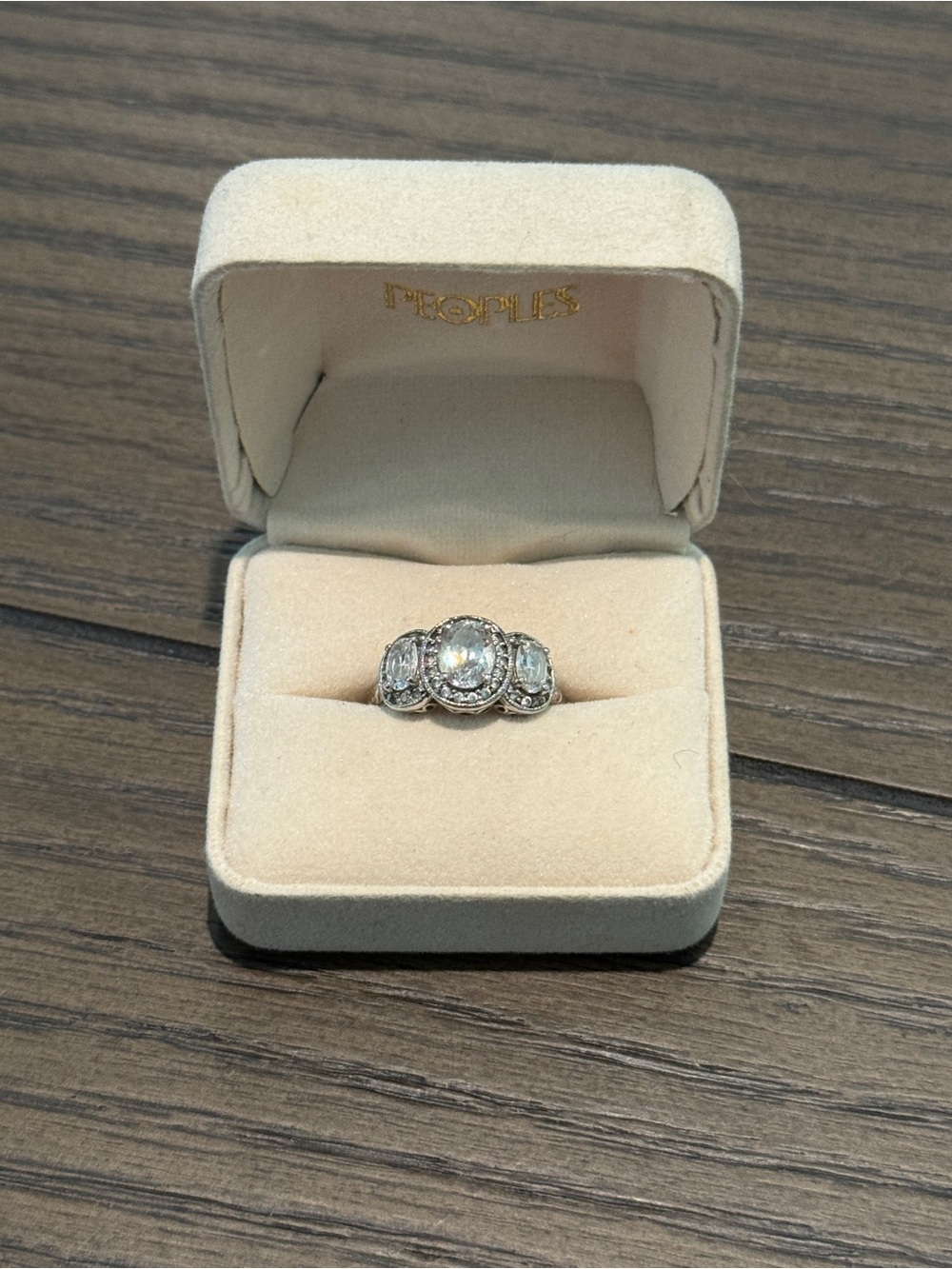 Tacori Sterling Silver 3-Stone Oval Halo Ring Size 7.25 – 6g